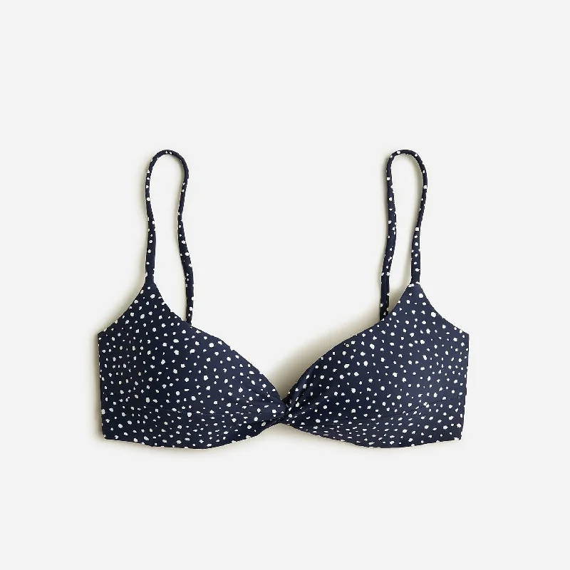 Casual Fashion Strappy Twist Bikini Top In Navy Dot