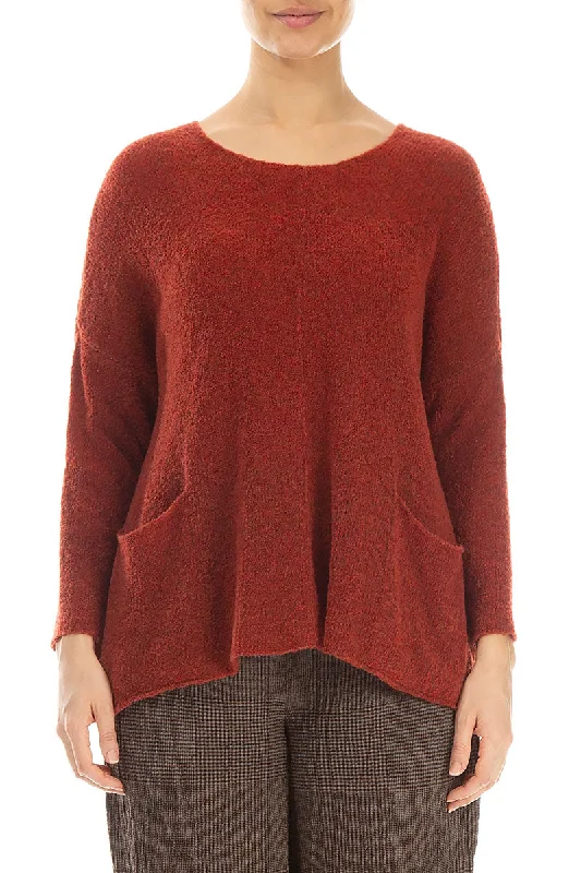 Exclusive Discount Two Pockets Burnt Orange Wool Sweater