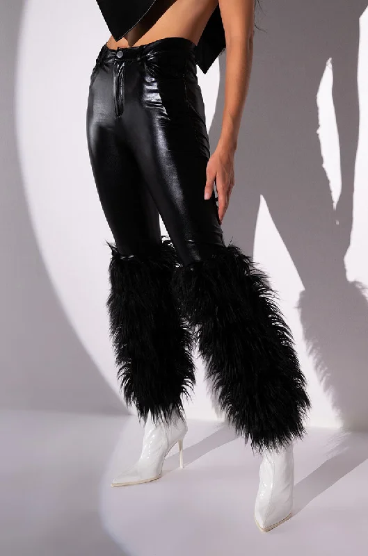 Modern Women’s Wardrobe Essentials VIBE TO REMEMBER FAUX FUR VEGAN LEATHER PANT