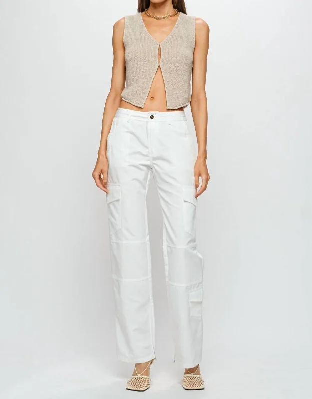 Dive Into Trendy Styles Mindy Cargo Pant In White