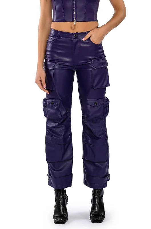 Winter Wardrobe Clearance BONNE SOIREE CARGO FAUX LEATHER PANTS