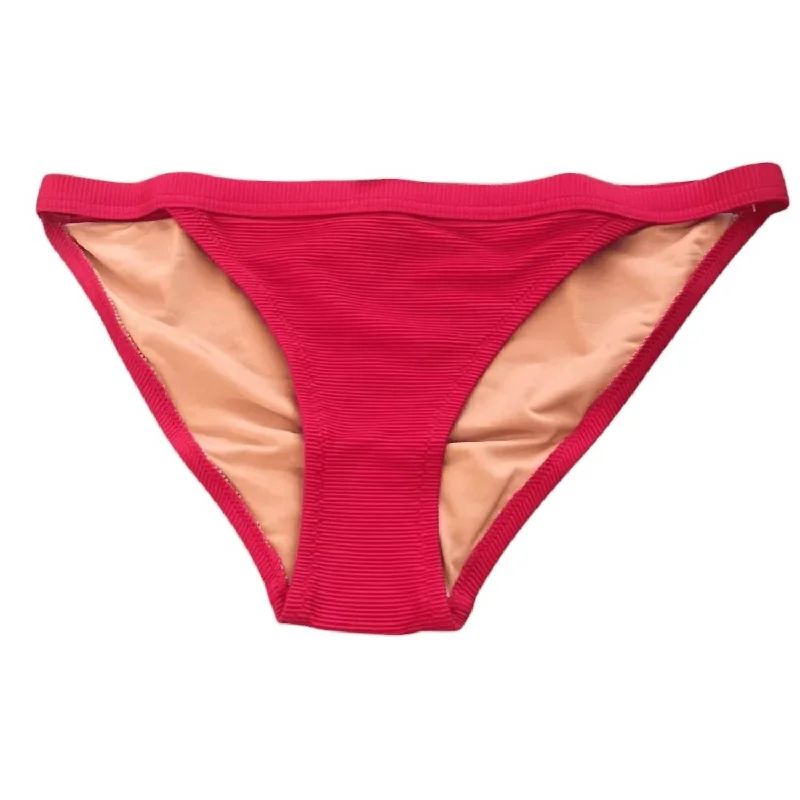 Sophisticated Style Ribbed-Trim Hipster Full-Coverage Bikini Bottom In Pink