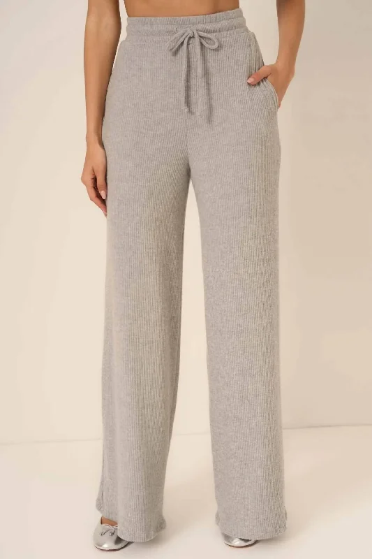 Chic & Cozy Apparel Zooey Brushed Rib Pant In Grey