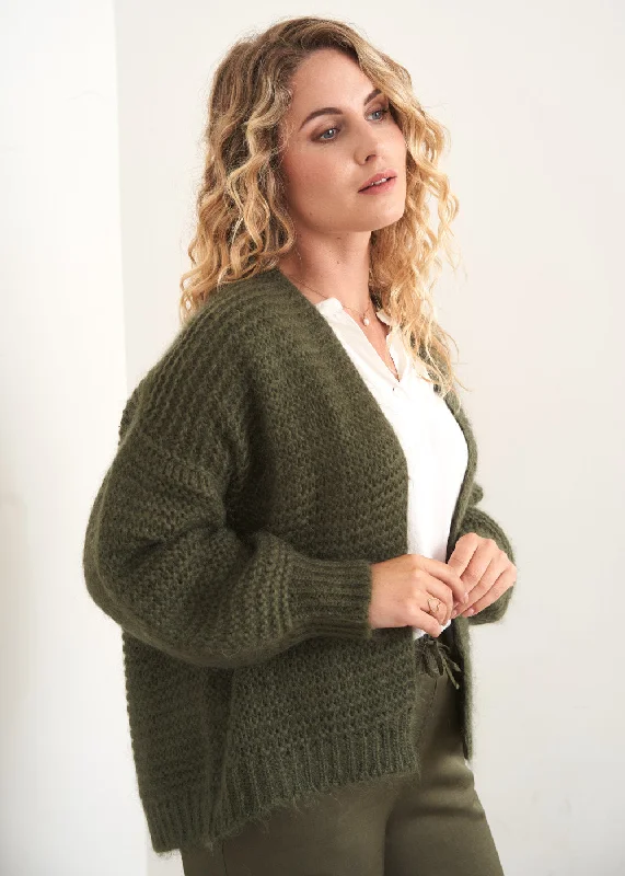 Clothes Sales MINA CHUNKY KNIT CARDIGAN  - KHAKI