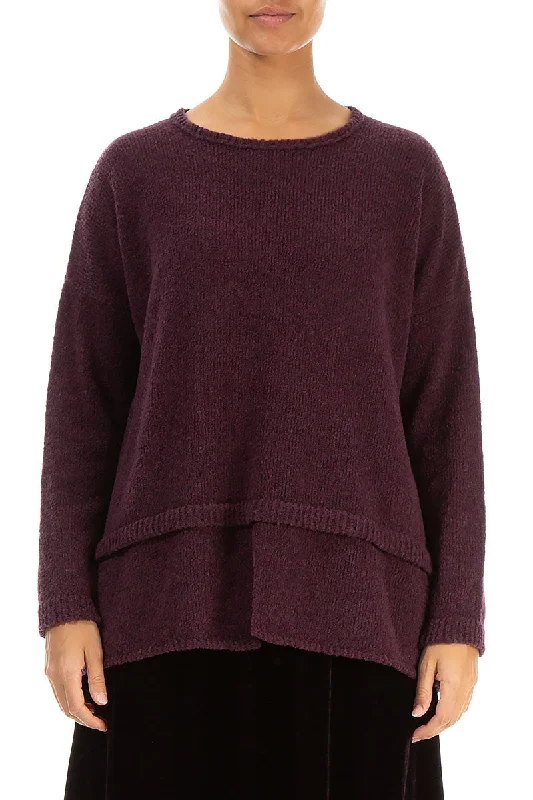 Versatile Women’s Fashion Layered Hem Mulberry Wool Sweater