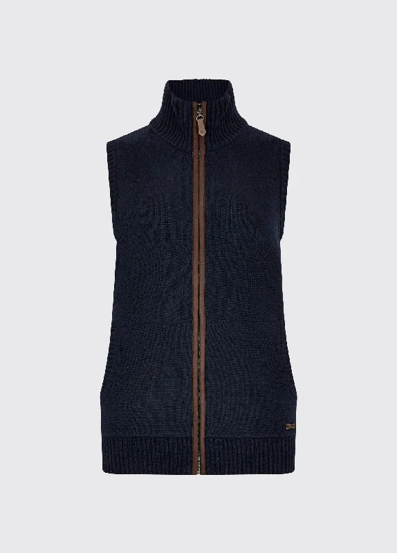 Plus Size Women Wear Sheedy Knit Bodywarmer - Navy