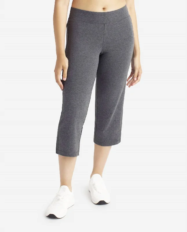 Women's Clothing Stores Essentials Yoga Crop Pants In Charcoal Grey Heather