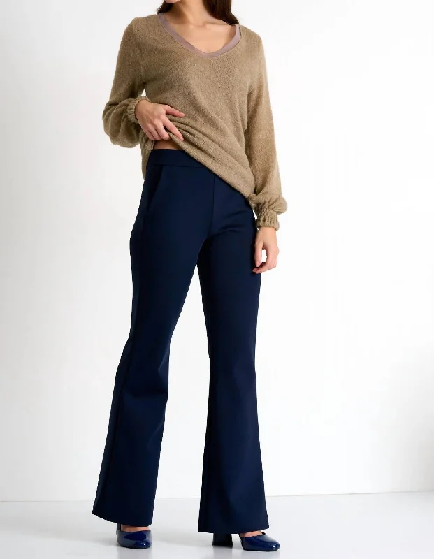 Bold Fashion Sofia 3D Flared Pant In Navy