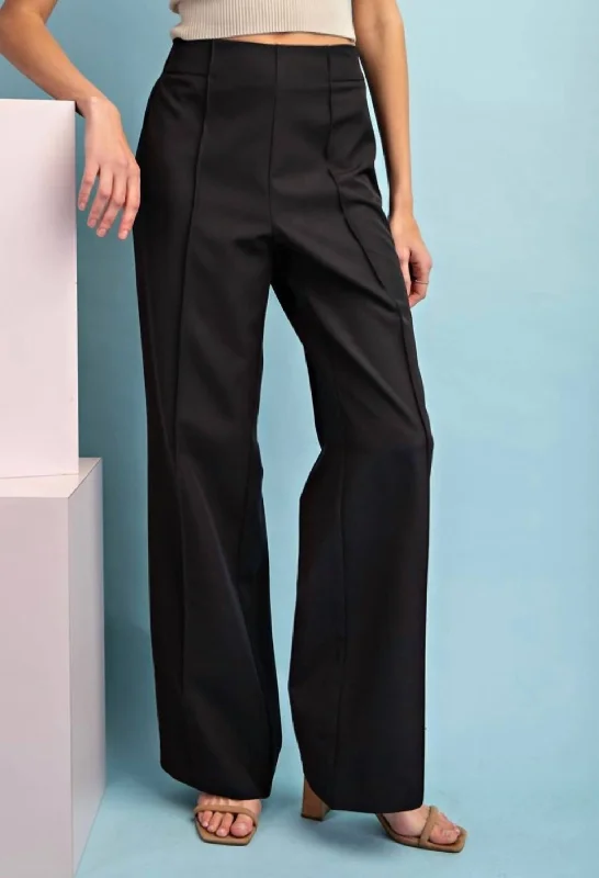 Pastel Styles Casual Wide Leg Trouser In Black