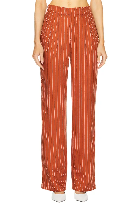 Trendy Women's Wear Collection Harlow Pant In Rust.white Stripe