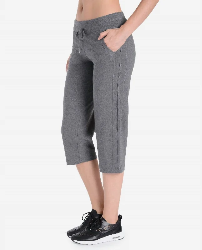 Online Boutiques Clothing Essentials Drawcord Crop Pants In Charcoal Grey Heather