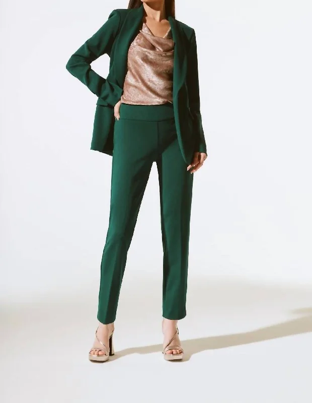 Sporty Streetwear Scuba Crepe Straight Pants In Absolute Green