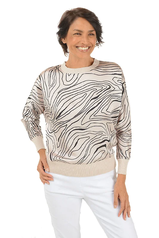 Special Offer Marbled Stripes Silky Front Sweater