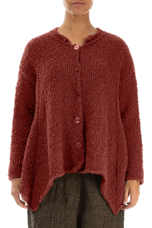 Clothing Store Buttoned Burnt Brick Alpaca Wool Cardigan