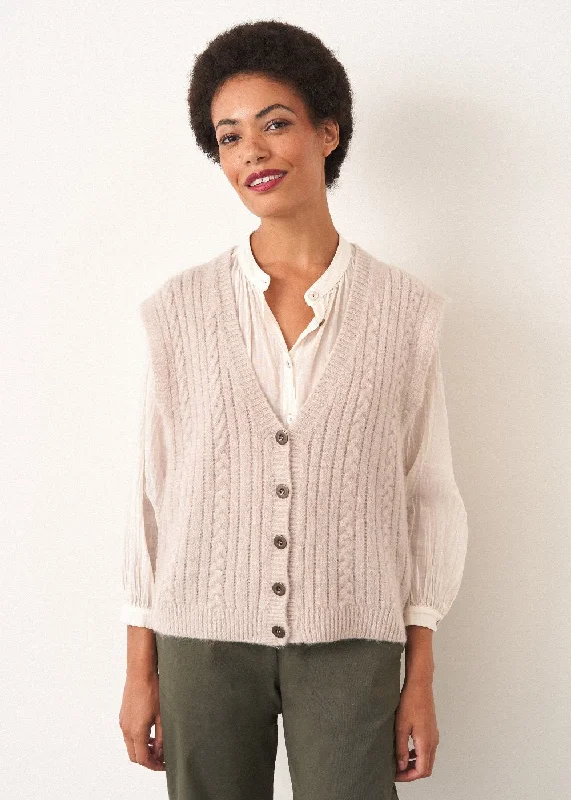 Best Boutiques Online LEWIS KNITTED WAISTCOAT - OATMEAL