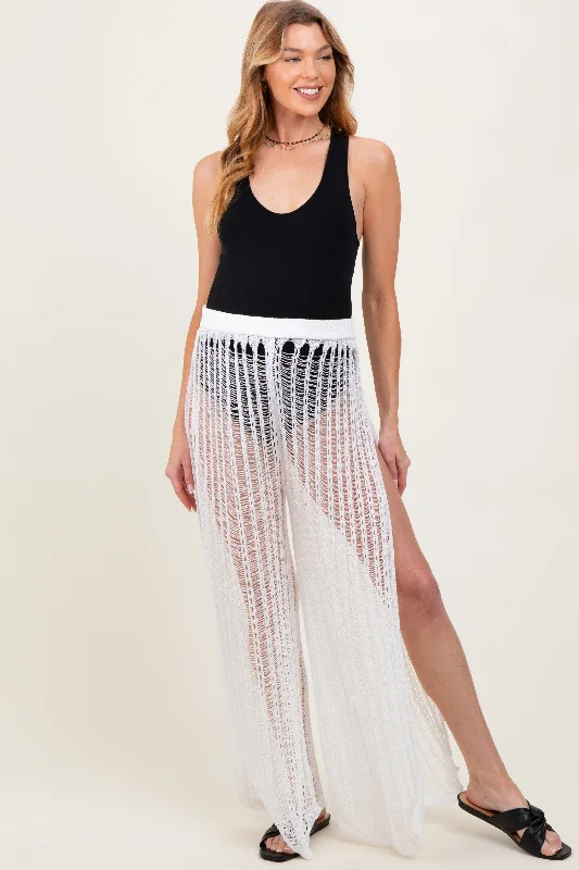 Sale On Clothing White Mesh Split Maternity Cover Up Pants