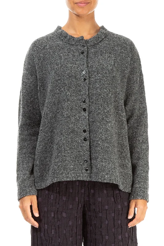 Unbeatable Prices Frill Collar Grey Wool Cardigan