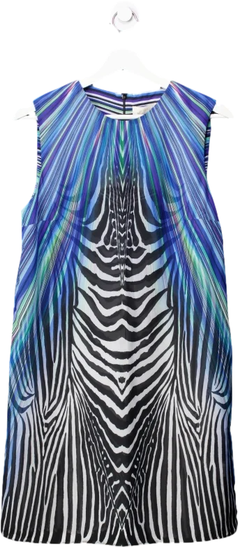 Summer Sale gottex Blue Zebra Print Mesh Beach Dress UK S